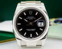 Rolex Oyster Perpetual Date Black Dial SS Ref. 115200