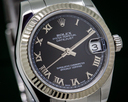 Rolex Ladies Midsize Rolex Datejust Black Roman Dial Ref. 178274