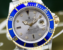 Rolex Submariner 16613 18K / SS Silver Serti Dial NEW OLD STOCK - STICKERS Ref. 16613