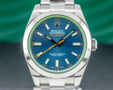 Rolex Milgauss SS Blue Dial Green Crystal Ref. 116400V