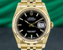 Rolex Datejust 36 18K Yellow Gold Jubilee / Black Stick Dial Ref. 116238