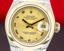 Rolex Lady Datejust 18K / SS Oyster Champagne Arabic Dial Ref. 179163