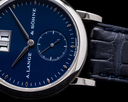 A. Lange and Sohne Saxonia 105.027 White Gold Blue Dial FULL SET RARE Ref. 105.027