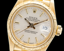 Rolex Lady Vintage Datejust Bark Finish 18k Yellow Gold Silver Dial Ref. 6927