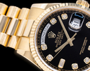 Rolex Day Date President 118238 Black Diamond Dial 18K Yellow Gold Ref. 118238